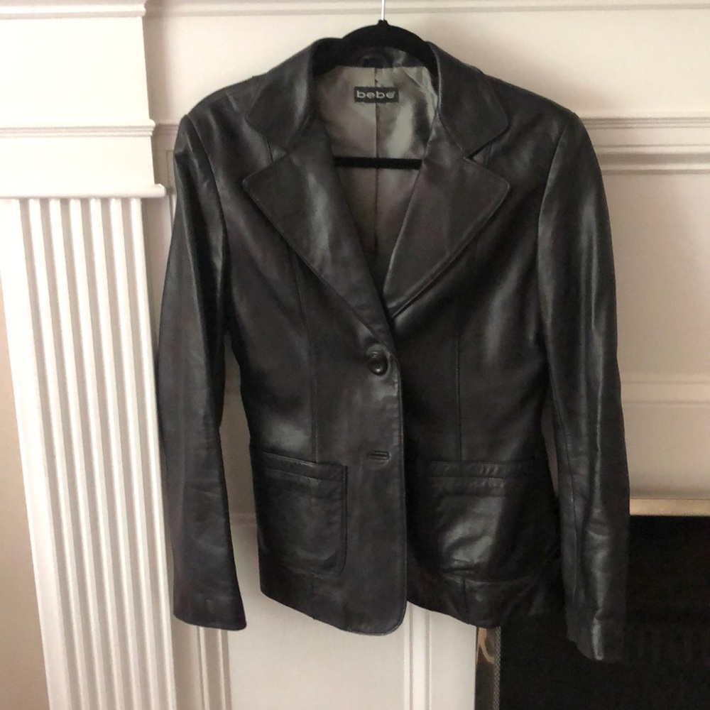 All leather blazer barely worn Bebe